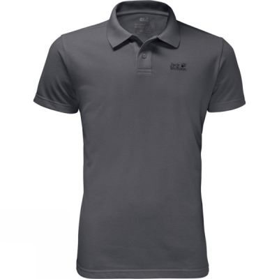 Polo Jack Wolfskin Pique Hombre Gris Oscuro - Chile DJA698742